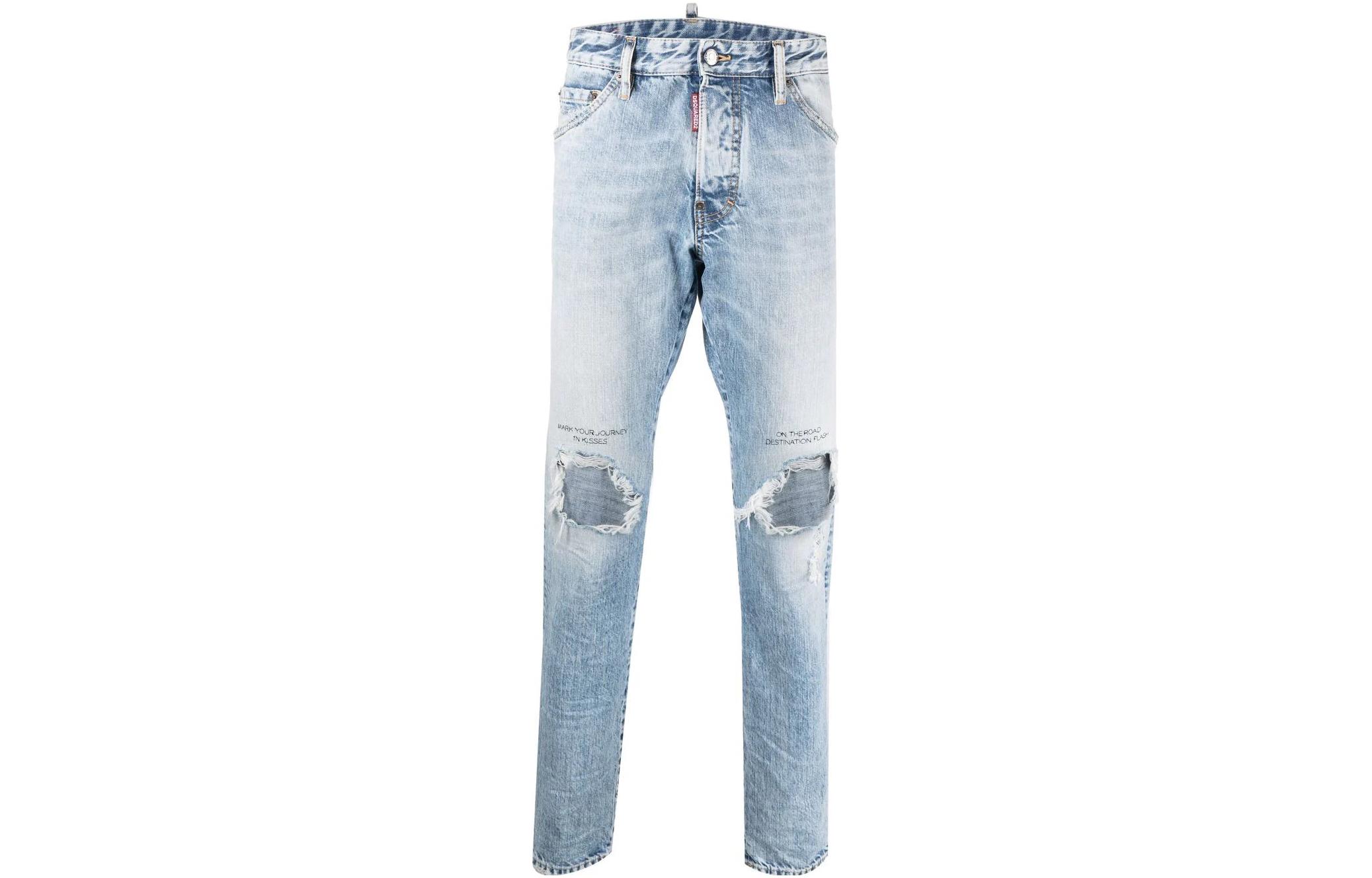 DSQUARED2 FW22 Distressed Ripped Light Blue Jeans  Casual Denim S74LB1172S30309-470 圖 2