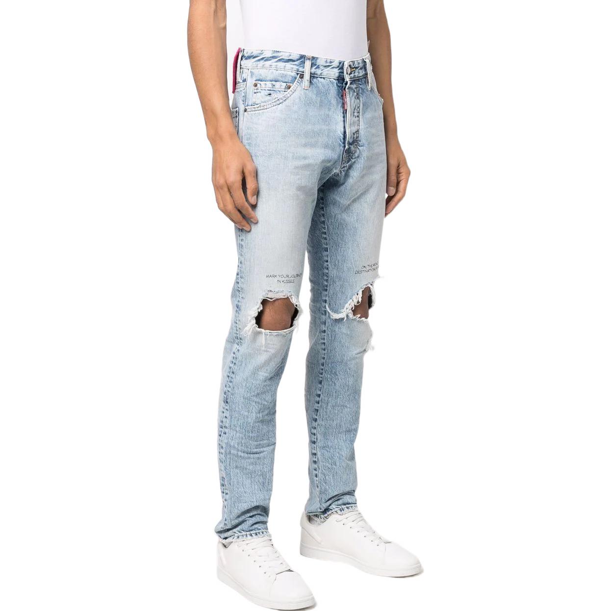 DSQUARED2 FW22 Distressed Ripped Light Blue Jeans  Casual Denim S74LB1172S30309-470 圖 5