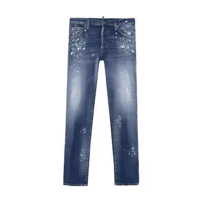 DSQUARED2 FW22 Distressed Slim Fit Straight Leg Jeans Men’s Blue S71LB1108S30342-470