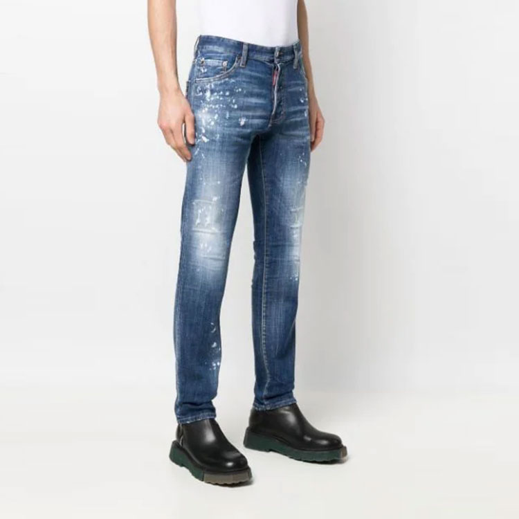 DSQUARED2 FW22 Distressed Slim Fit Straight Leg Jeans Men’s Blue S71LB1108S30342-470 圖 6