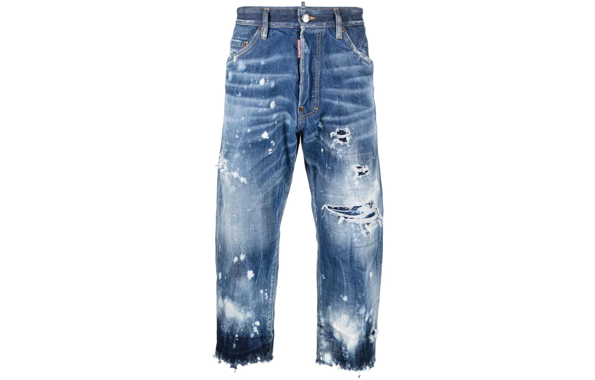 DSQUARED2 FW22 Distressed Straight-Leg Ankle Jeans Blue Mens. S71LB1077S30309-470 圖 2