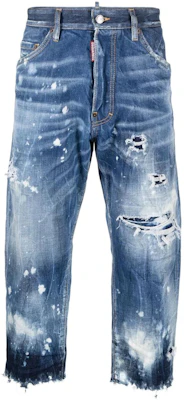 DSQUARED2 FW22 Jeans Biru Lelaki Straight-Leg Distressed Ankle. S71LB1077S30309-470 Order DSQUARED2 FW22 Jeans Biru Lelaki Straight-Leg Distressed Ankle. S71LB1077S30309-470