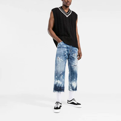 DSQUARED2 FW22 Jeans Biru Lelaki Straight-Leg Distressed Ankle. S71LB1077S30309-470 Lookbook DSQUARED2 FW22 Jeans Biru Lelaki Straight-Leg Distressed Ankle. S71LB1077S30309-470