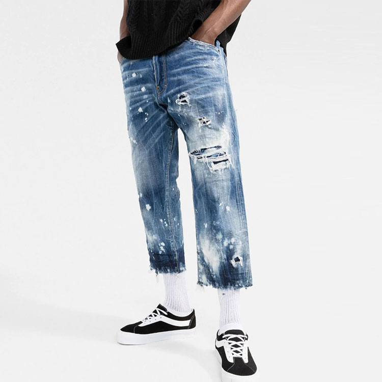 DSQUARED2 FW22 Distressed Straight-Leg Ankle Jeans Blue Mens. S71LB1077S30309-470 圖 5