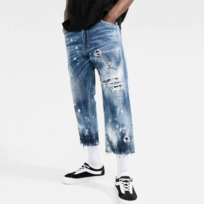 DSQUARED2 FW22 Jeans Biru Lelaki Straight-Leg Distressed Ankle. S71LB1077S30309-470 Purchase DSQUARED2 FW22 Jeans Biru Lelaki Straight-Leg Distressed Ankle. S71LB1077S30309-470