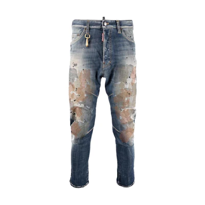 DSQUARED2 FW22 Distressed Tapered Ankle Jeans Men Grey Blue. S74LB1145S30342-470