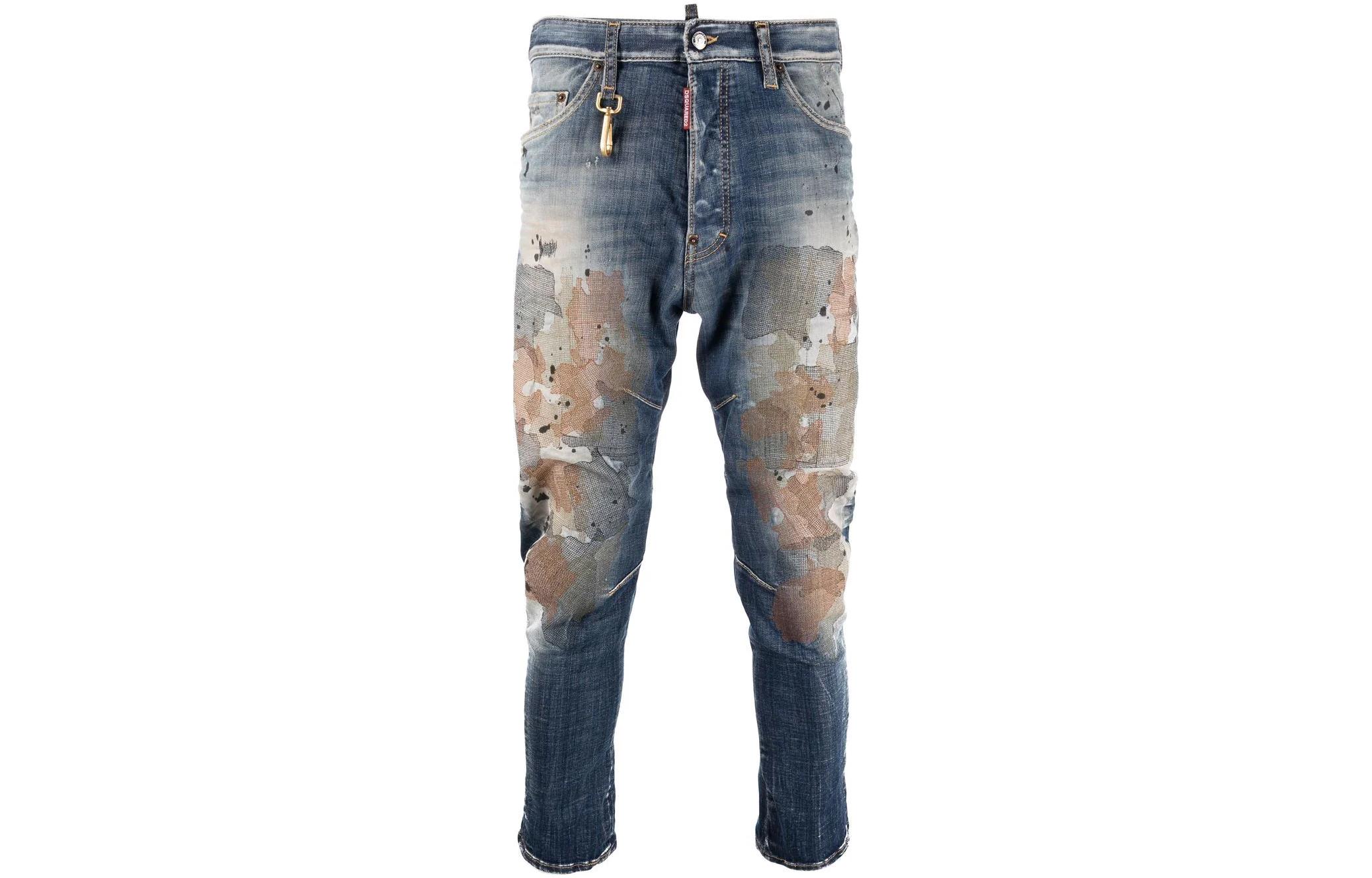 Order DSQUARED2 FW22 Distressed Tapered Ankle Jeans Men Grey Blue. S74LB1145S30342-470
