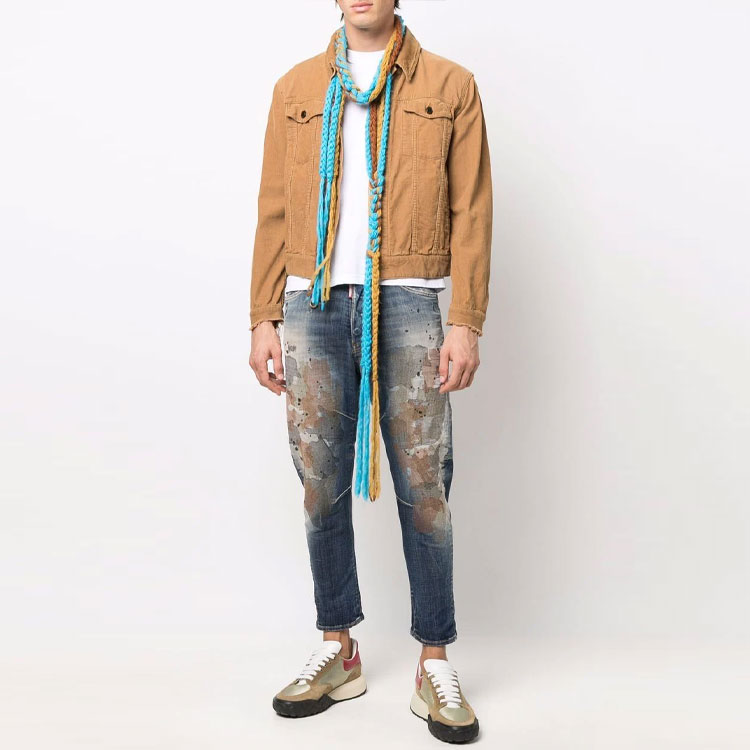 Lookbook DSQUARED2 FW22 Distressed Tapered Ankle Jeans Men Grey Blue. S74LB1145S30342-470