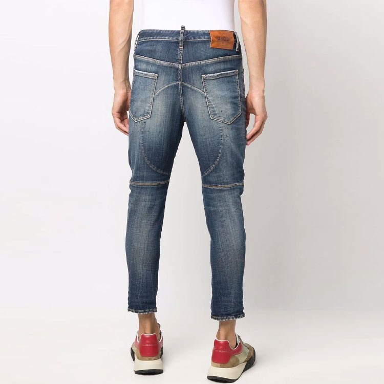 Shop DSQUARED2 FW22 Distressed Tapered Ankle Jeans Men Grey Blue. S74LB1145S30342-470