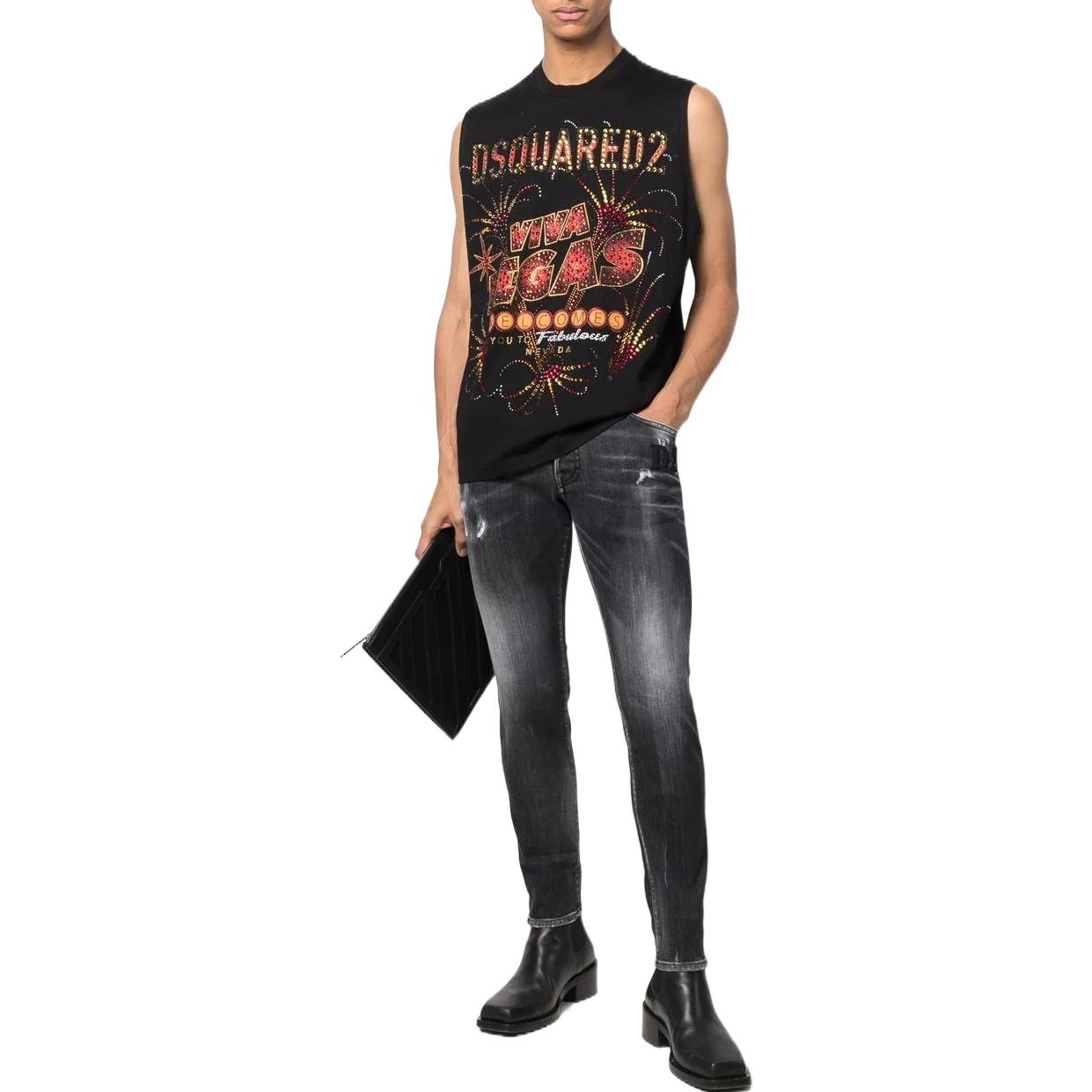 DSQUARED2 FW22 Faded Slim-Fit Jeans  Black Gray S74LB1180S30503-900 圖 3