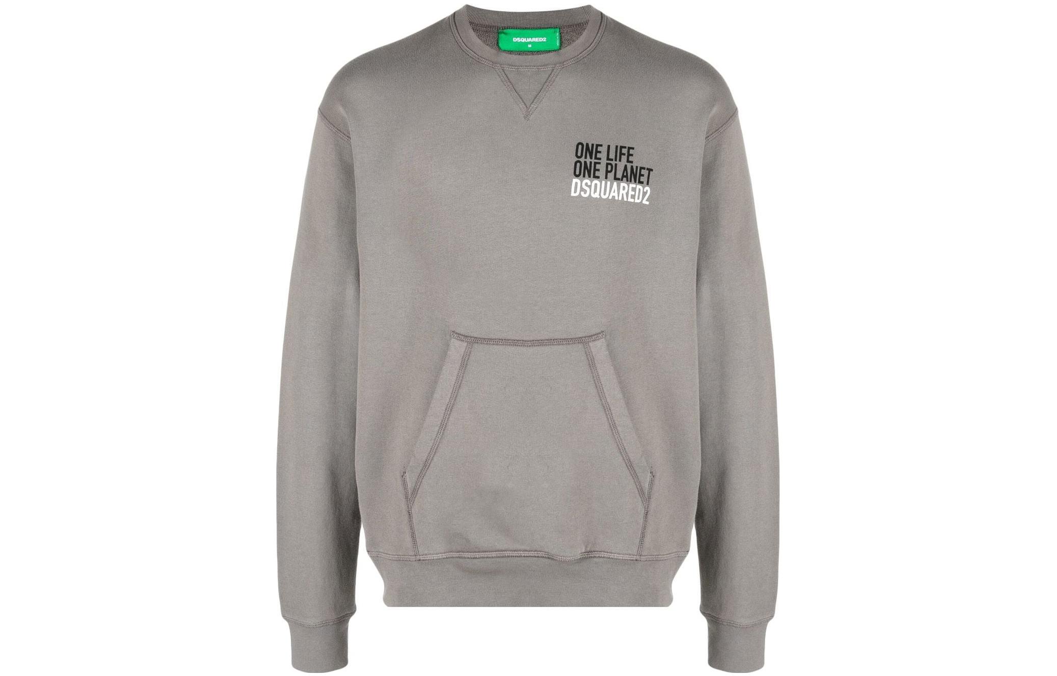 Dsquared2 FW22 Logo Print Pocket Crewneck Sweatshirt Grey S78GU0064S25568854