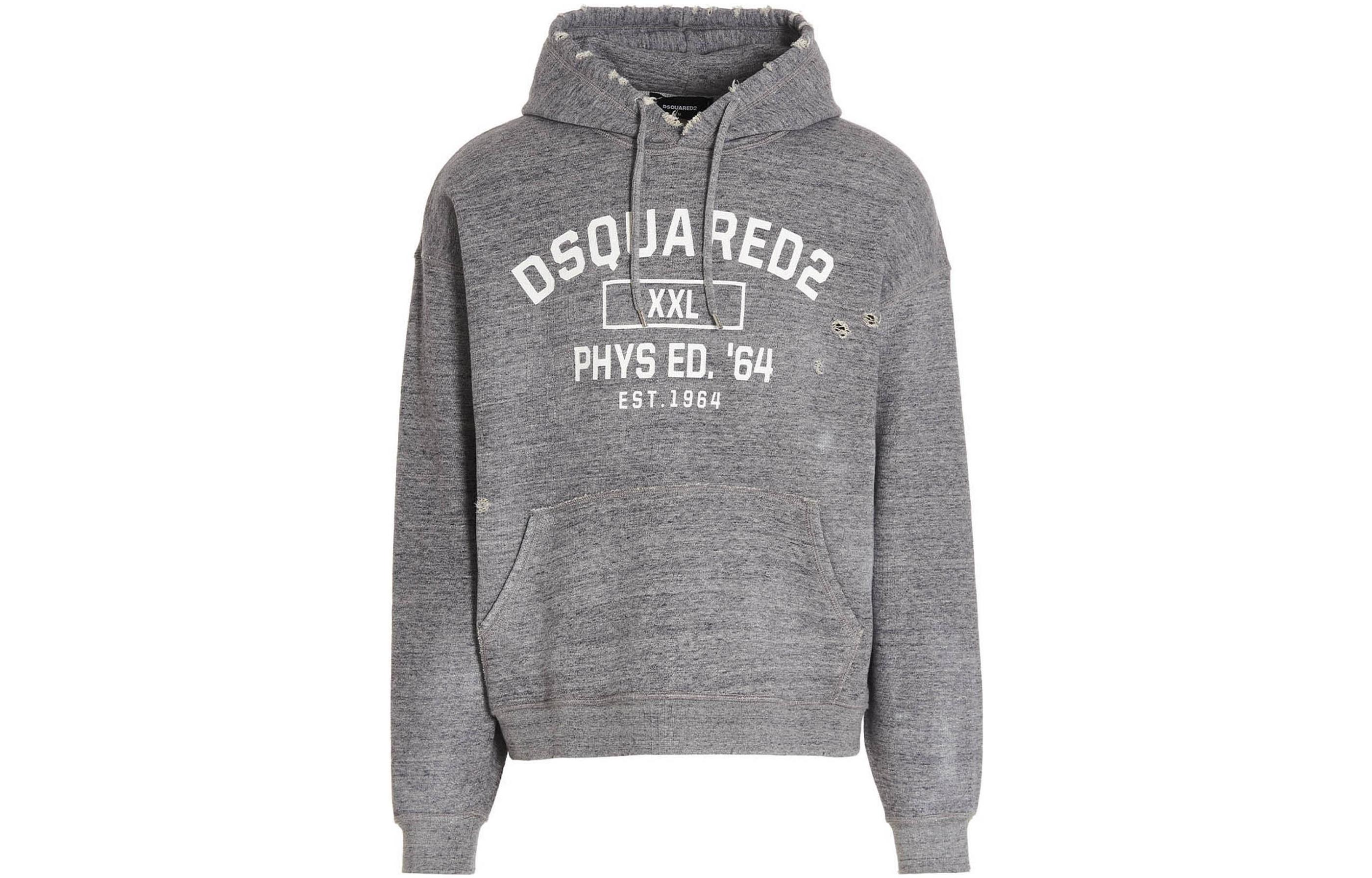 DSQUARED2 FW22 Logo Print Pullover Hoodie  Grey S74GU0620S25463-961