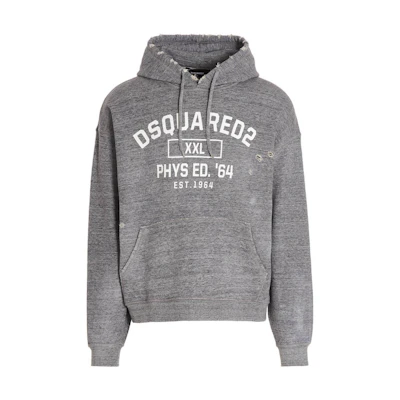 DSQUARED2 FW22 Logo Print Pullover Hoodie Grey S74GU0620S25463-961