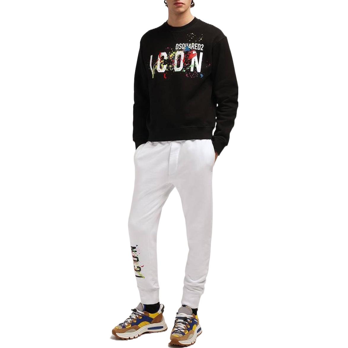 Shop DSQUARED2 FW22 白色Logo印花收口休閒長褲 S79KA0034S25516-100