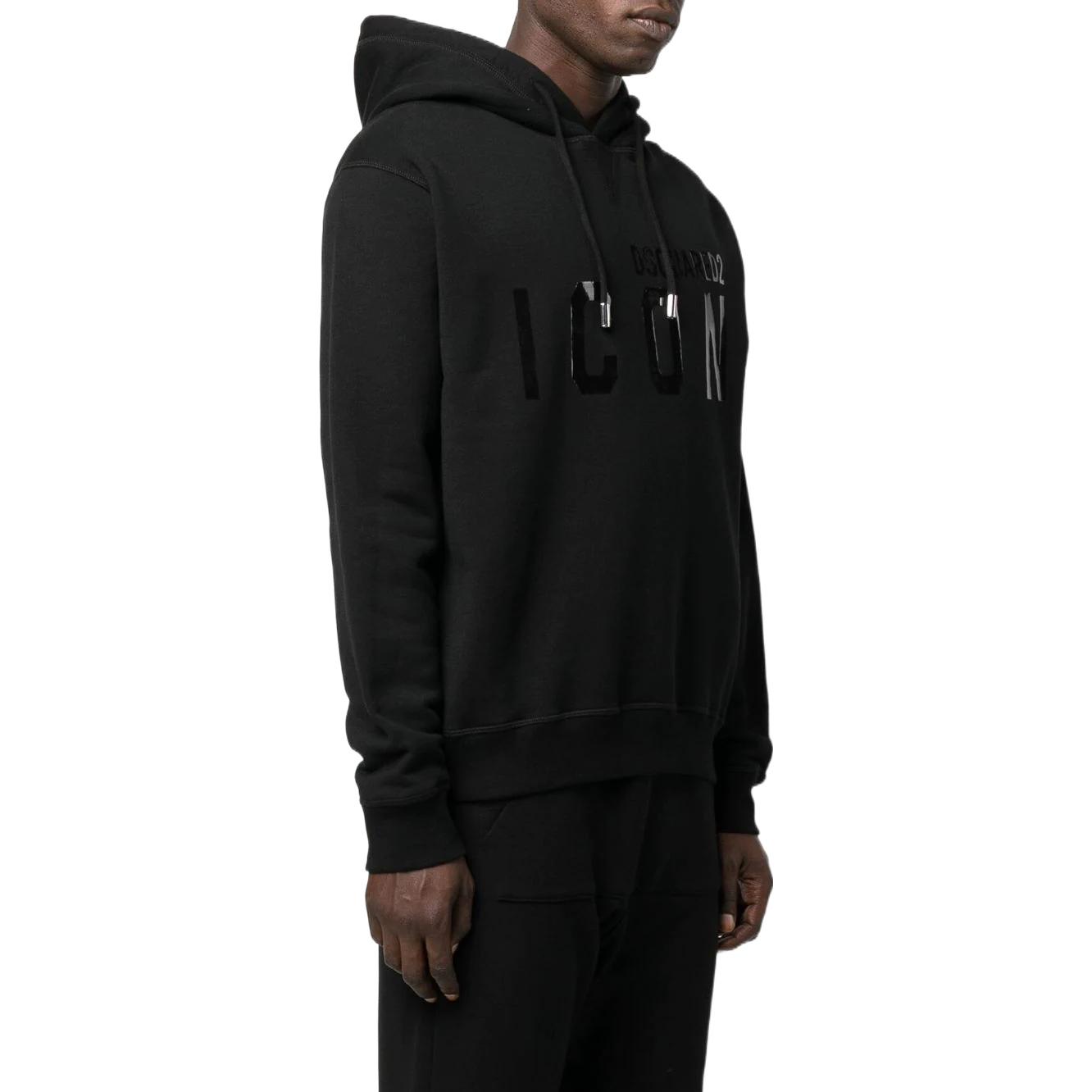 Shop DSQUARED2 FW22 男士黑色印花連帽衫. S79GU0051S25516-967