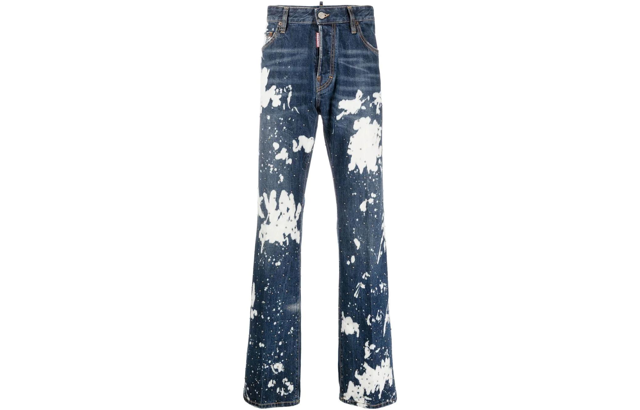 DSQUARED2 FW22 Paint-Splatter High-Waist Straight Jeans Men Blue S74LB1149S30309-470 圖 2