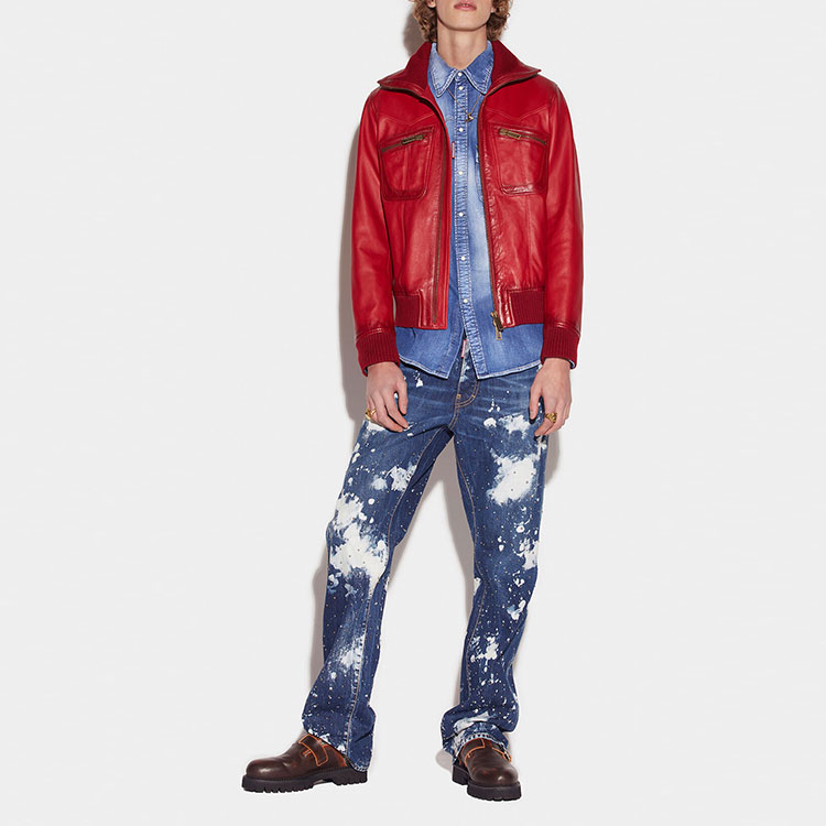 DSQUARED2 FW22 Paint-Splatter High-Waist Straight Jeans Men Blue S74LB1149S30309-470 圖 3