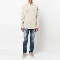 Lookbook DSQUARED2 FW22 Paint Splash Beige Long Sleeve Button-Up Shirt Men’s. S74DM0627S35175-800