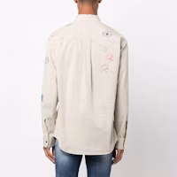 Shop DSQUARED2 FW22 Paint Splash Beige Long Sleeve Button-Up Shirt Men’s. S74DM0627S35175-800