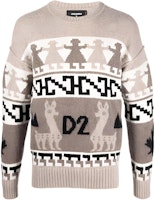 DSQUARED2 FW22 Patterned Knit Crewneck Sweater Khaki Fashion. S74HA1257S18039-961 DSQUARED2 FW22 Patterned Knit Crewneck Sweater Khaki Fashion. S74HA1257S18039-961
