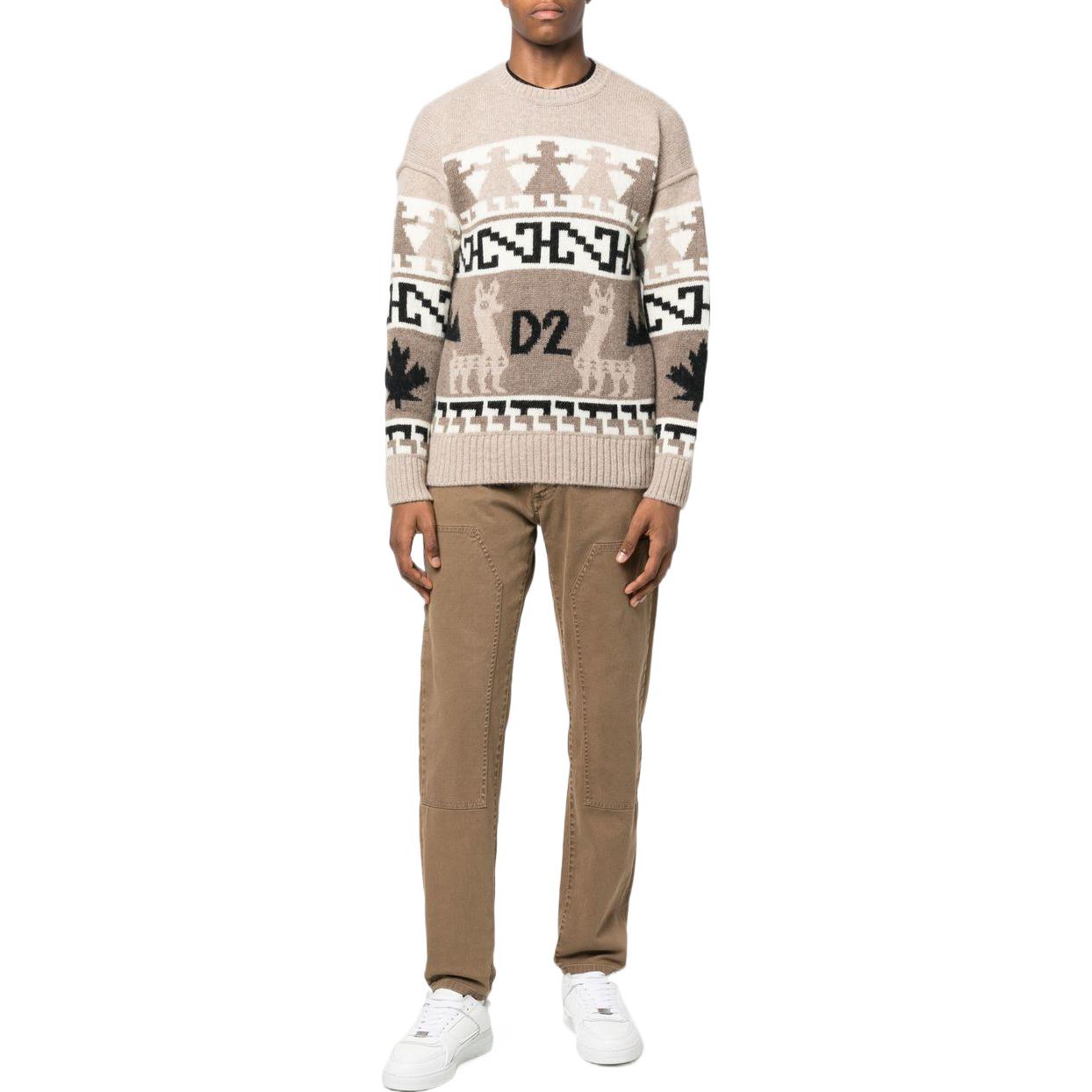 Lookbook DSQUARED2 FW22 圖紋針織圓領毛衣 卡其色 時尚 S74HA1257S18039-961