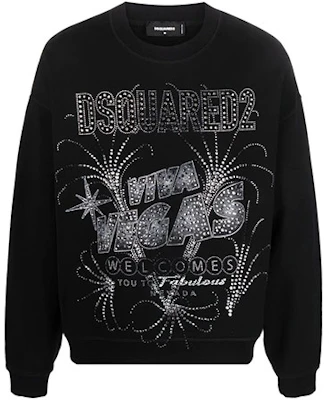 Dsquared2 2022秋冬黑色水钻罗纹圆领套头衫卫衣 S74GU0647S25516-900 Buy Dsquared2 2022秋冬黑色水钻罗纹圆领套头衫卫衣 S74GU0647S25516-900