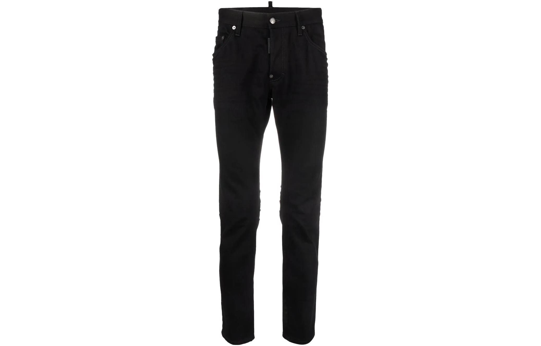 DSQUARED2 FW22 Slim Fit Black Jeans with Logo Print for Men S74LB1199S30564-900