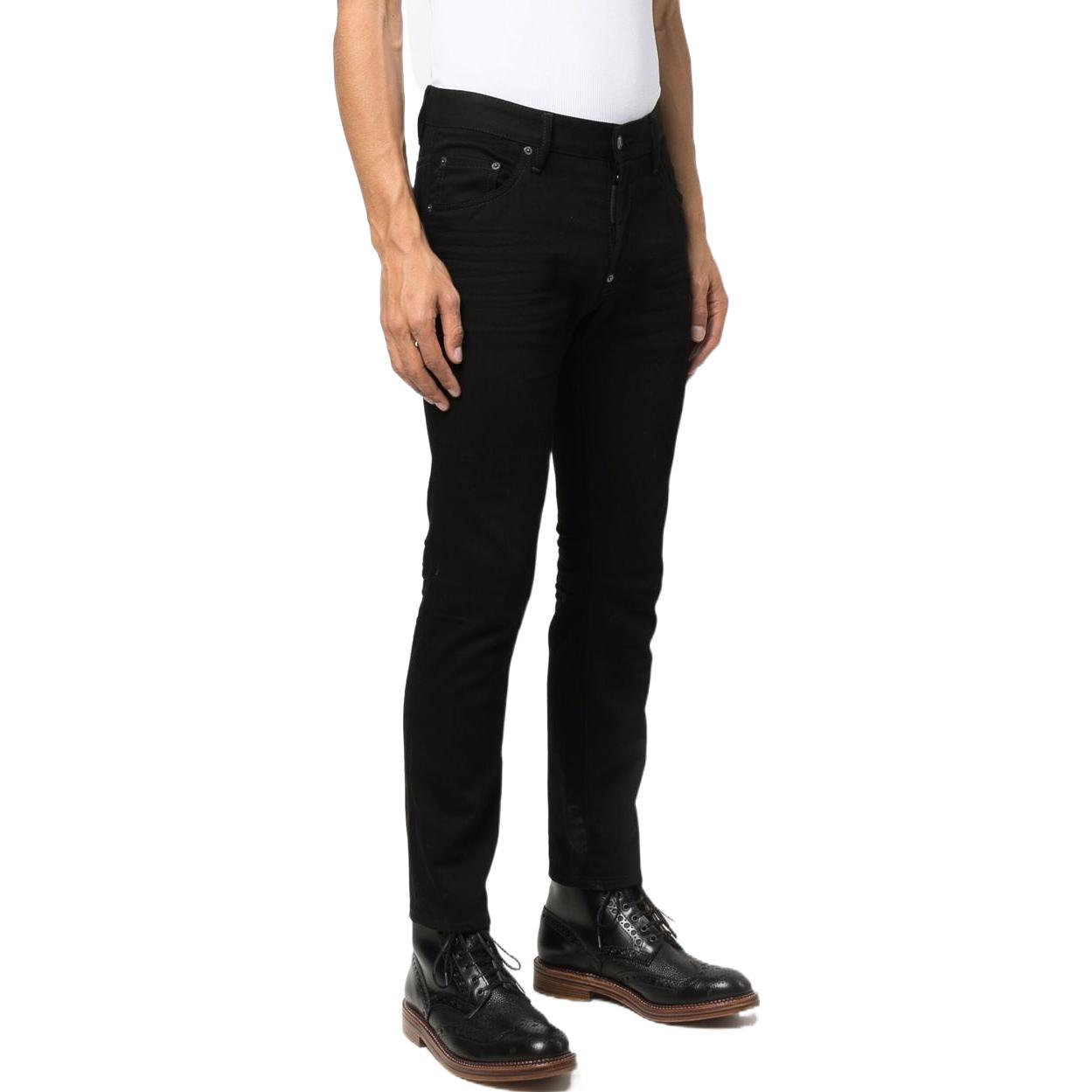 Purchase DSQUARED2 男士FW22修身黑色牛仔裤带徽标印花 S74LB1199S30564-900