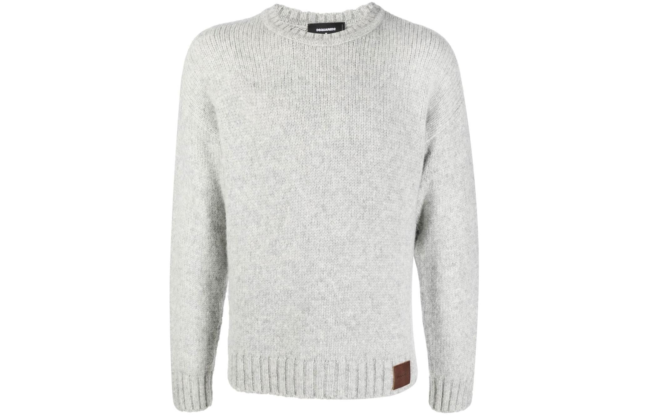 DSQUARED2 FW22 Solid Logo Patch Knit Sweater  Grey. S71HA1144S18072-802