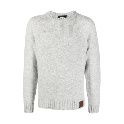 DSQUARED2 FW22 Solid Logo Patch Knit Sweater Grey. S71HA1144S18072-802