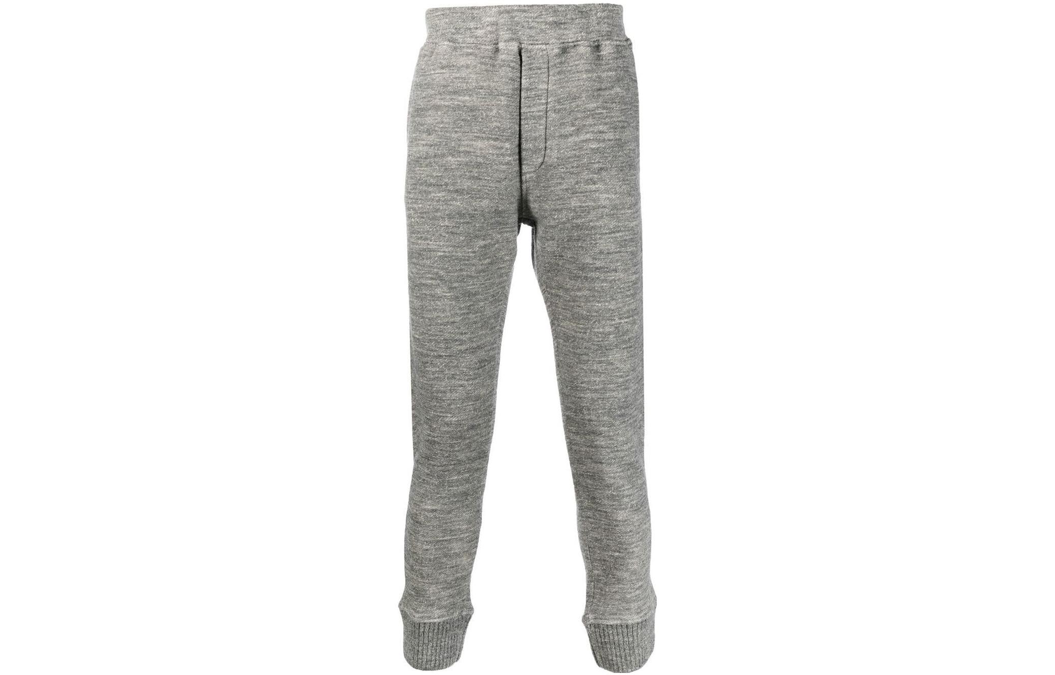 DSQUARED2 FW22 Solid Logo Print Knit Jogger Sweatpants Men’s Grey. S74KB0689S25147-854M