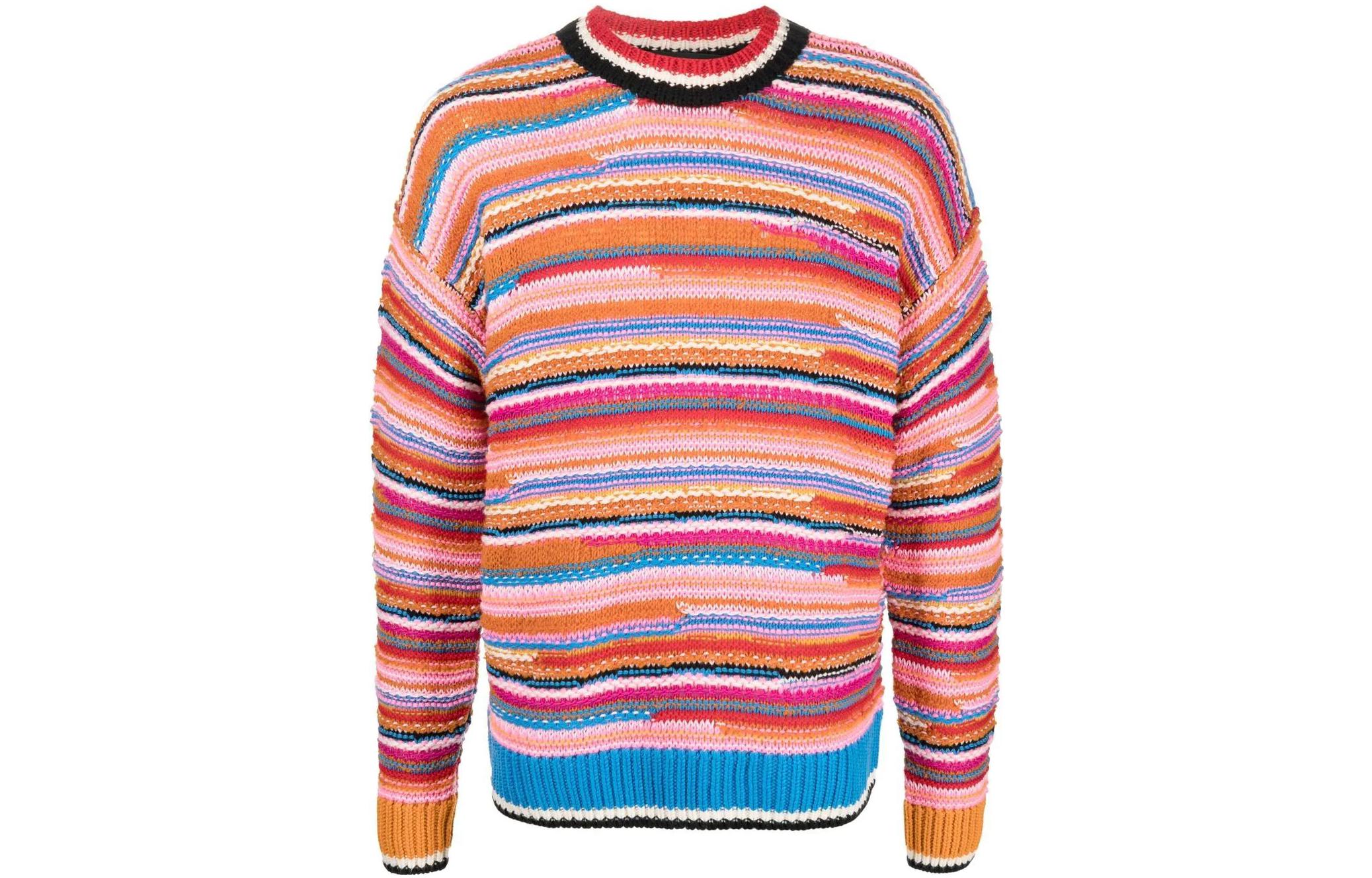 DSQUARED2 FW22 Striped Crewneck Knit Pullover Sweater Pink . S74HA1269S18043-961