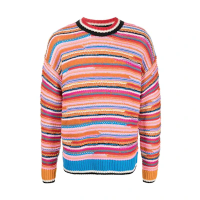 DSQUARED2 FW22 Striped Crewneck Knit Pullover Sweater Pink . S74HA1269S18043-961