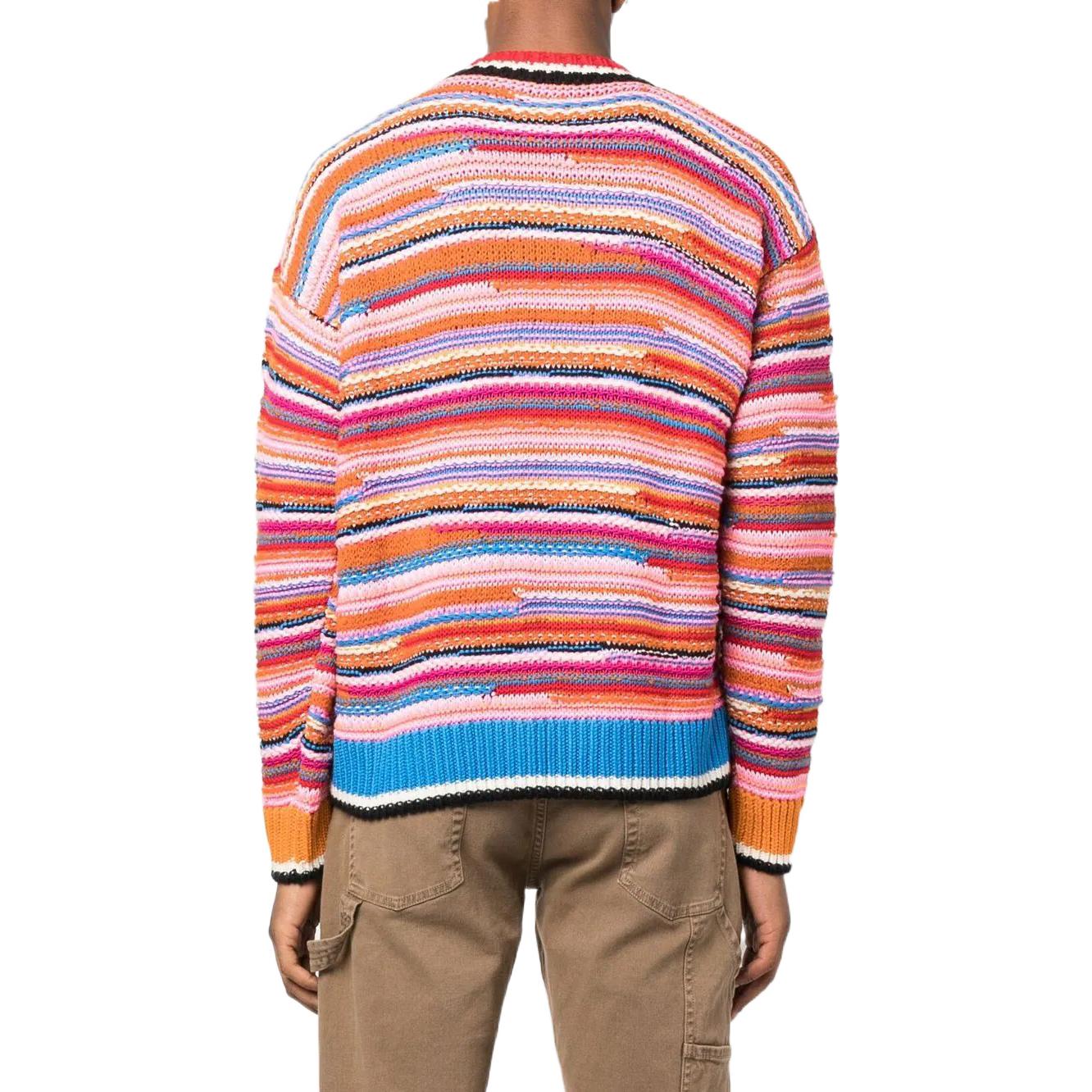 Shop DSQUARED2 FW22 ストライプ クルーネック ニット プルオーバー セーター ピンク. S74HA1269S18043-961