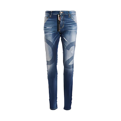 DSQUARED2 FW22 Washed Slim Straight Jeans Men Blue S74LB1168S30342-470