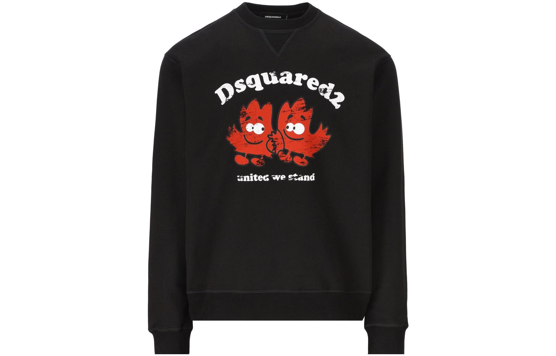 DSQUARED2 FW23  Black Crewneck Slim-Fit Long-Sleeve Sweatshirt. S71GU0603S25516-900