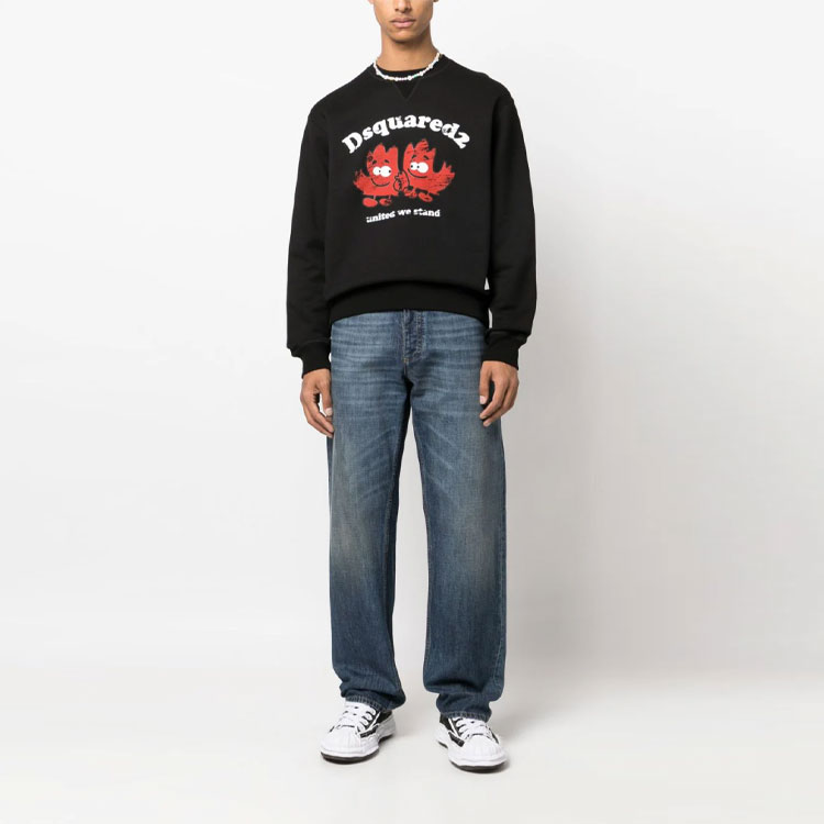 Shop DSQUARED2 FW23 黑色修身圆领长袖卫衣. S71GU0603S25516-900