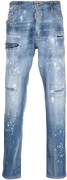 DSQUARED2 FW23 Blue Mid-Rise Straight Jeans with Paint Splatter Design S74LB1443S30789-470 DSQUARED2 FW23 Blue Mid-Rise Straight Jeans with Paint Splatter Design S74LB1443S30789-470