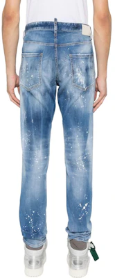 DSQUARED2 FW23 Blue Mid-Rise Straight Jeans with Paint Splatter Design S74LB1443S30789-470 Shop DSQUARED2 FW23 Blue Mid-Rise Straight Jeans with Paint Splatter Design S74LB1443S30789-470