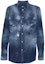 Order DSQUARED2 FW23 Kemeja Lengan Panjang Biru dengan Efek Cipratan. S74DM0795S30341-470