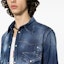 Details for DSQUARED2 FW23 Kemeja Lengan Panjang Biru dengan Efek Cipratan. S74DM0795S30341-470