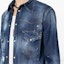 Sizing DSQUARED2 FW23 Kemeja Lengan Panjang Biru dengan Efek Cipratan. S74DM0795S30341-470