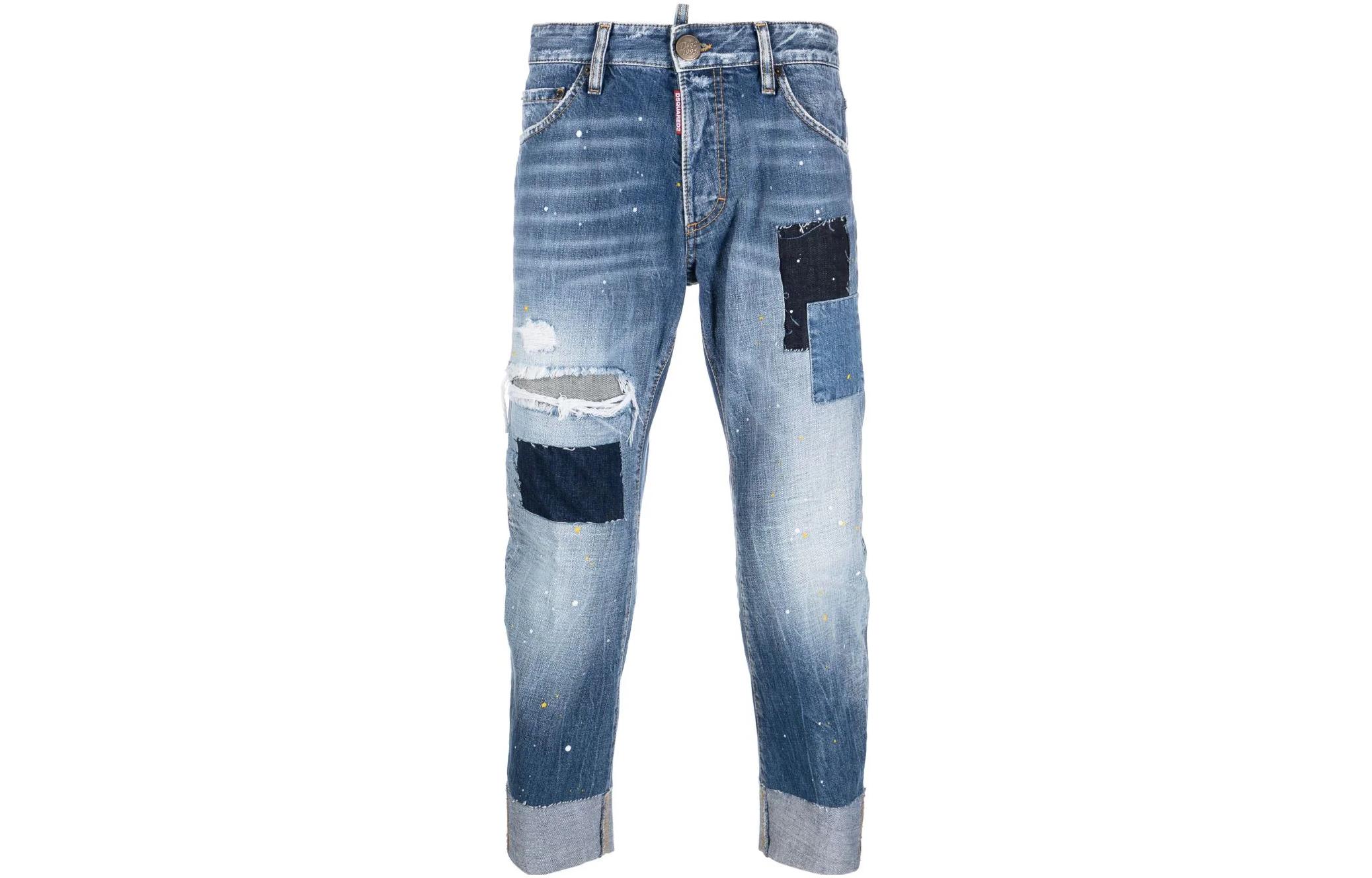 DSQUARED2 FW23  Distressed Patch Straight-Leg Cropped Jeans Blue. S74LB1351S30309470 圖 2