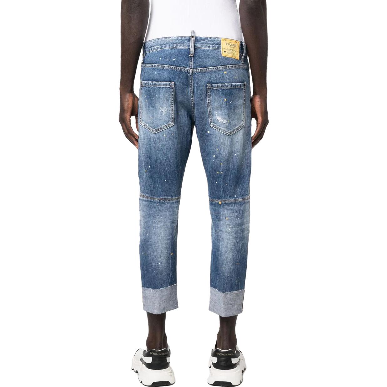 DSQUARED2 FW23  Distressed Patch Straight-Leg Cropped Jeans Blue. S74LB1351S30309470 圖 4