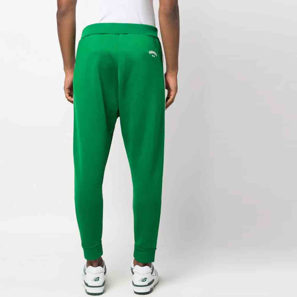 Shop DSQUARED2 FW23 綠色側條紋彈性腰針織運動長褲 S71KB0565S25578-638