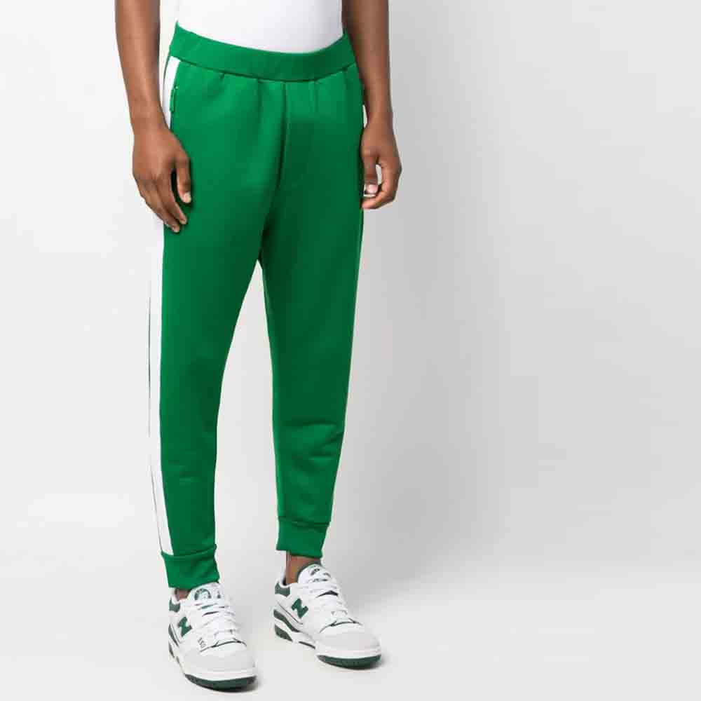 Purchase DSQUARED2 FW23 綠色側條紋彈性腰針織運動長褲 S71KB0565S25578-638