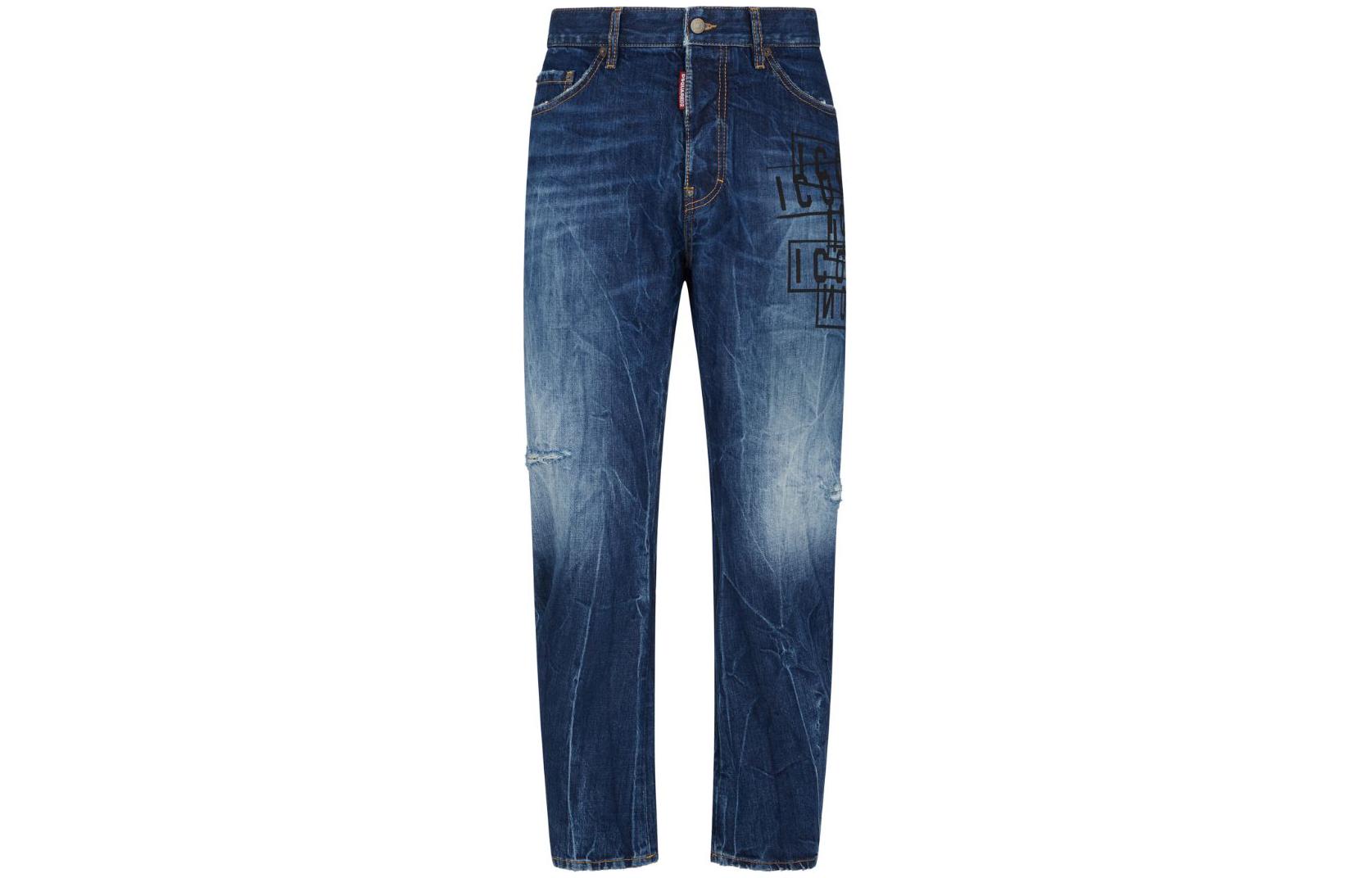 DSQUARED2 FW23  Indigo Letter Print Straight-Leg Zipper Jeans. S79LA0072S30309-470 圖 2
