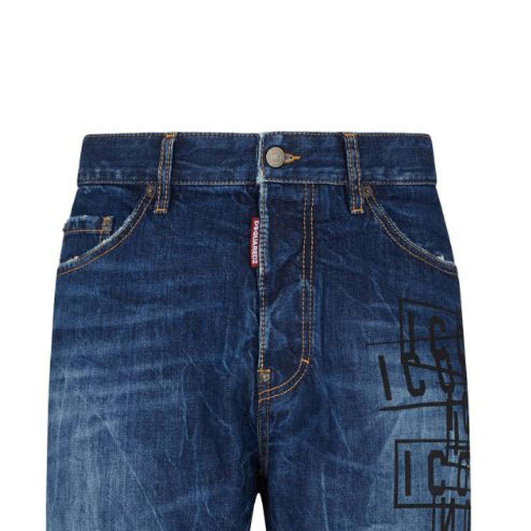 DSQUARED2 FW23  Indigo Letter Print Straight-Leg Zipper Jeans. S79LA0072S30309-470 圖 4