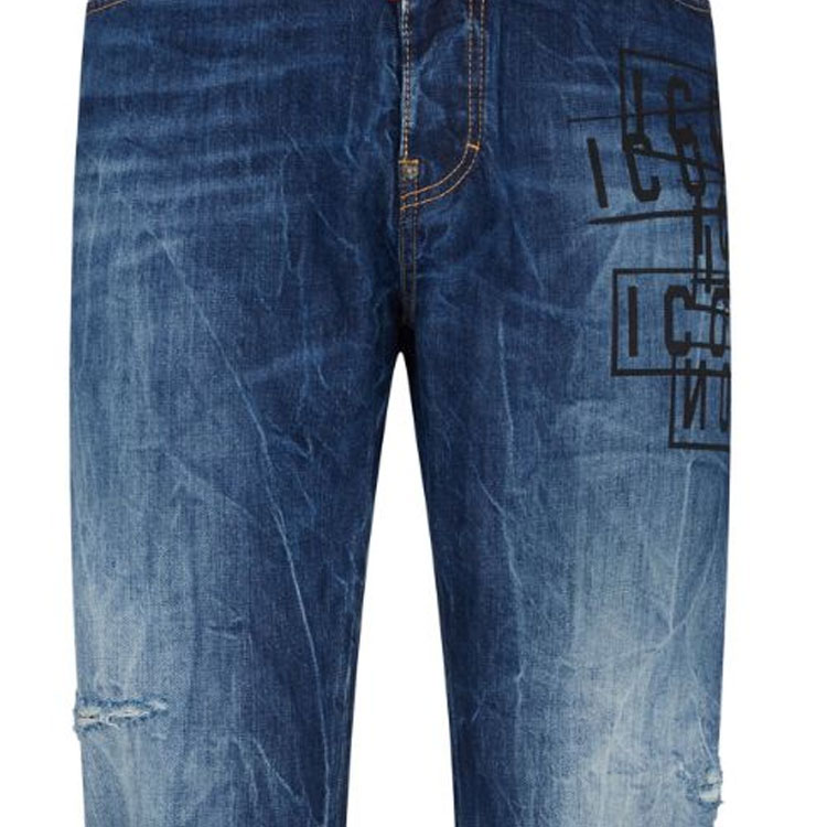 DSQUARED2 FW23  Indigo Letter Print Straight-Leg Zipper Jeans. S79LA0072S30309-470 圖 5