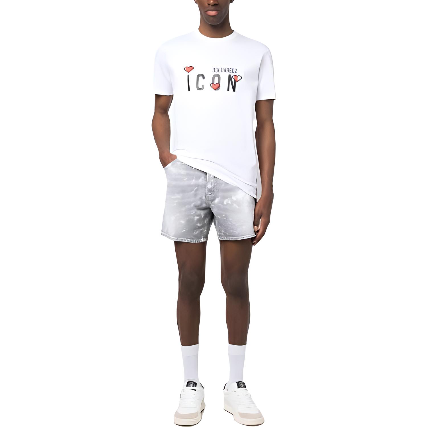 DSQUARED2 FW23  Logo Print Crewneck Short Sleeve T-Shirt White S23009S79GC0076-100